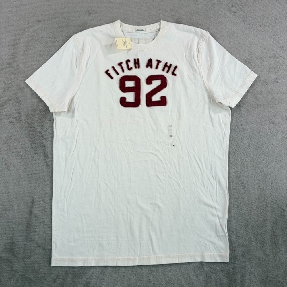 Vintage Y2K Abercrombie & Fitch Muscle Fit T-Shirt White Applique Logo Men 2XL